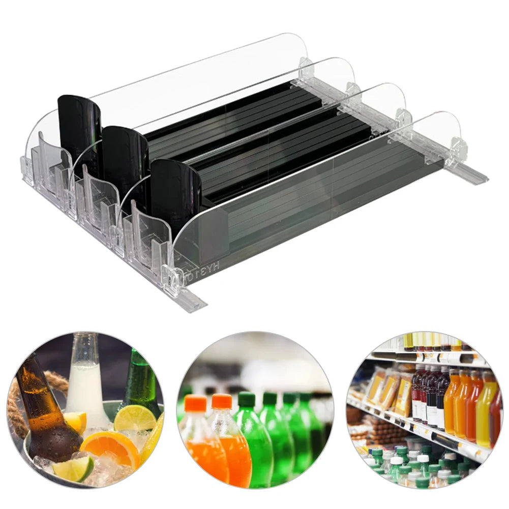 Canned Beverage Organizer - Adjustable Spring Push Rack for Fridge Storage - ZOOMNSTORE