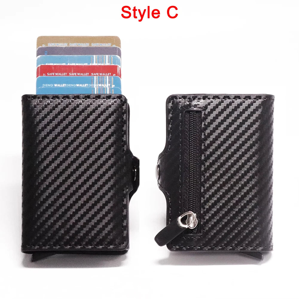 Carbon Fiber RFID Blocking Leather Wallet - Mens Credit Card Holder Case - ZOOMNSTORE