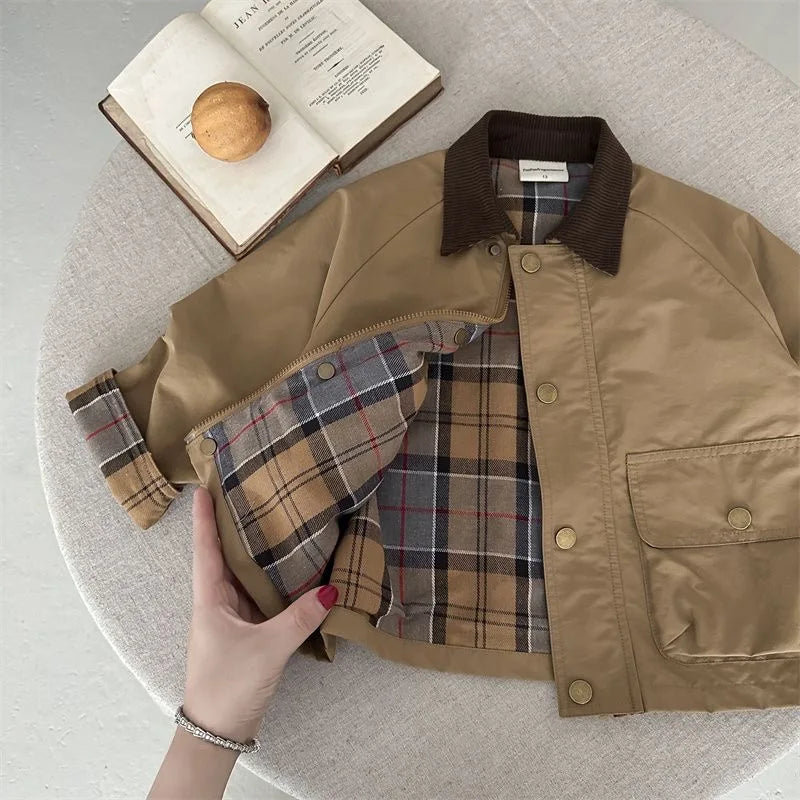 Cargo Trench Jacket for Baby Toddler - Patchwork Spring Autumn Coat 1-10Y - ZOOMNSTORE