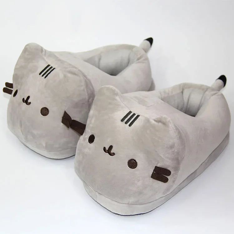 Cartoon Cat Slippers - Plush Winter Slides for Men and Women - ZOOMNSTORE