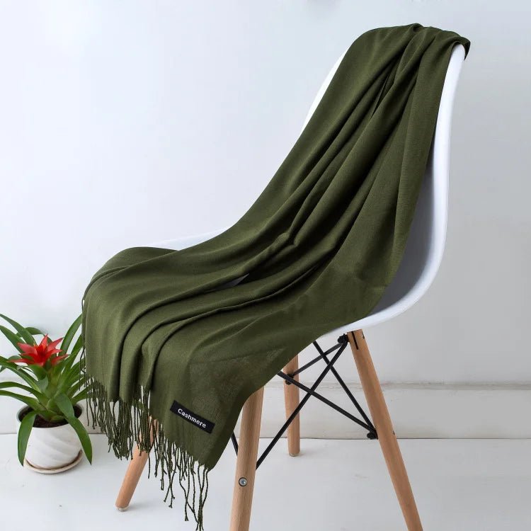 Cashmere Scarf for Women - Warm Autumn Winter Shawl with Tassels - ZOOMNSTORE