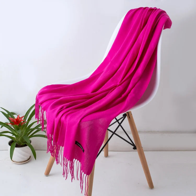 Cashmere Scarf for Women - Warm Autumn Winter Shawl with Tassels - ZOOMNSTORE