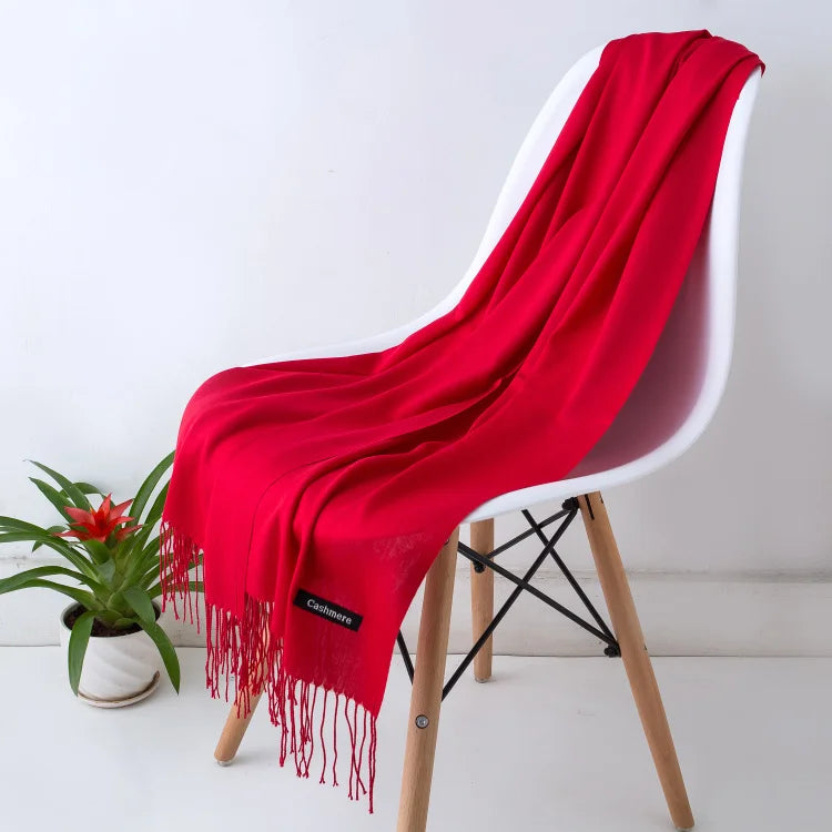 Cashmere Scarf for Women - Warm Autumn Winter Shawl with Tassels - ZOOMNSTORE