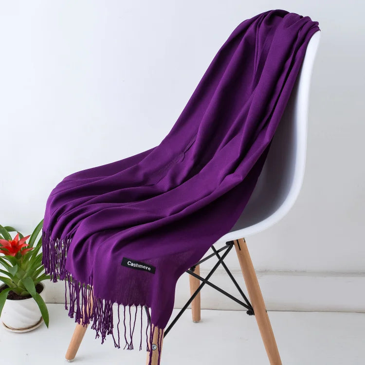 Cashmere Scarf for Women - Warm Autumn Winter Shawl with Tassels - ZOOMNSTORE