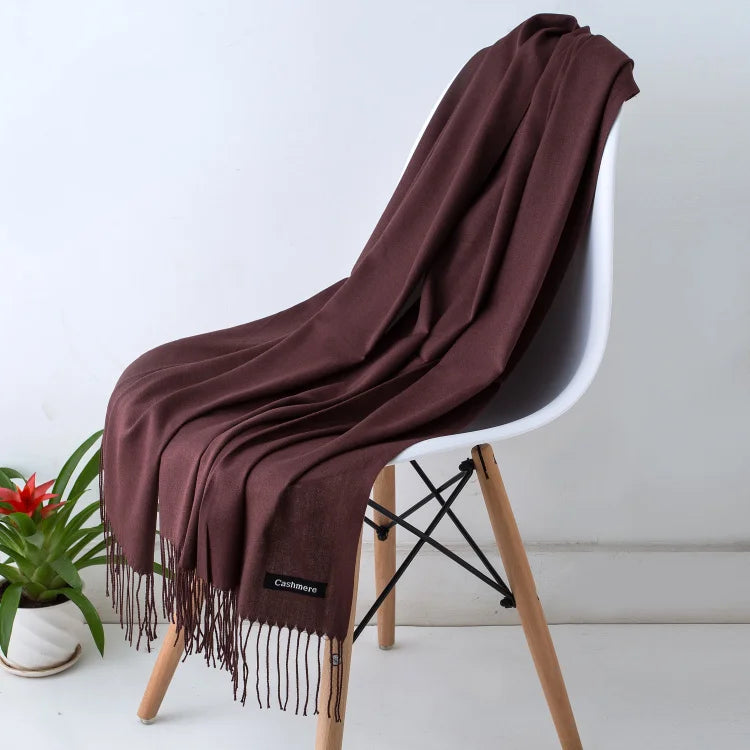 Cashmere Scarf for Women - Warm Autumn Winter Shawl with Tassels - ZOOMNSTORE