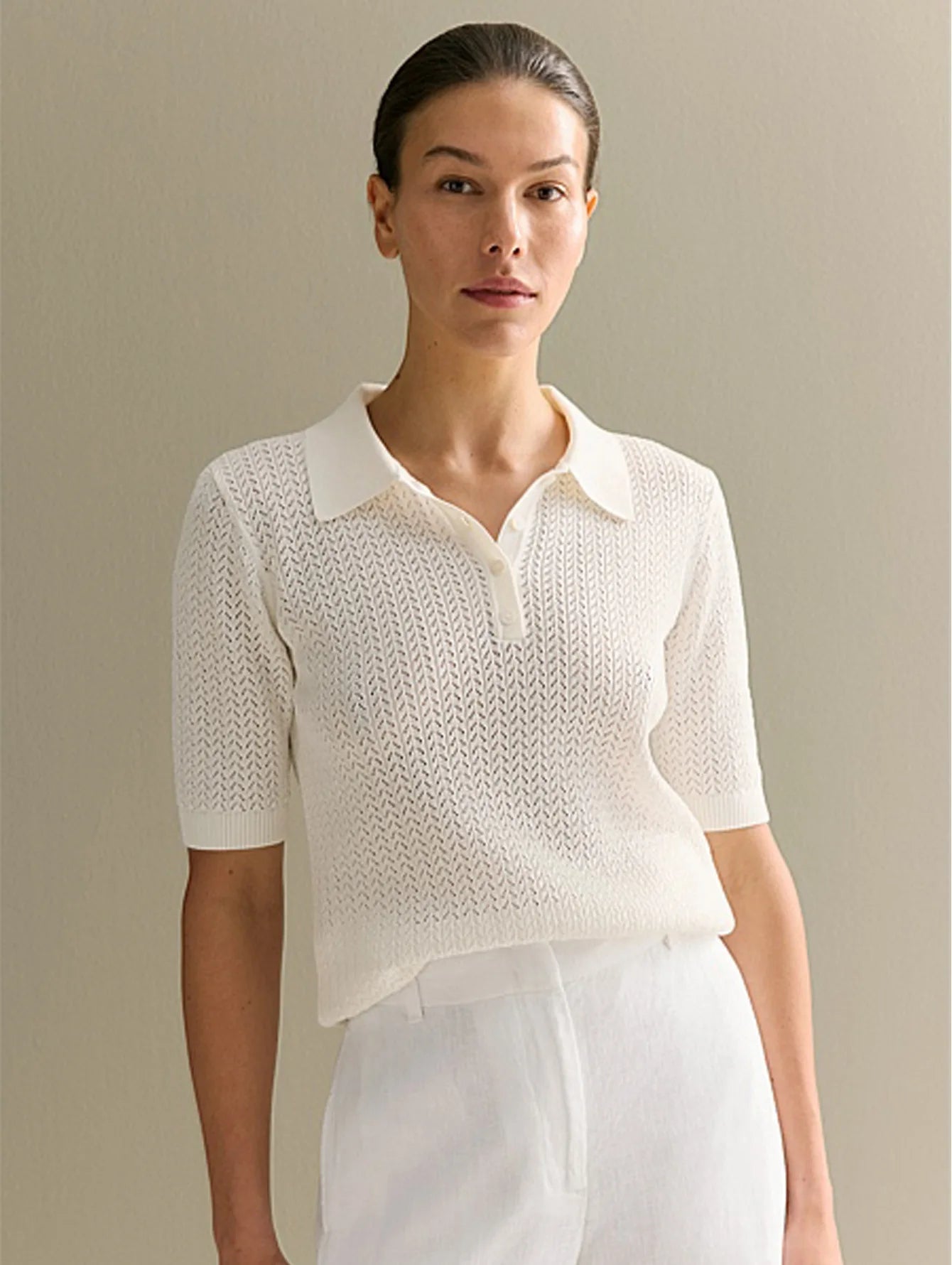 Casual Womens Short Sleeve Knitted T-Shirt - Summer Lapel Pullover Top - ZOOMNSTORE