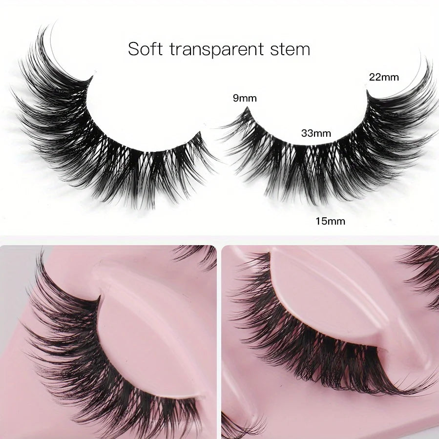 Cat Eye Fake Eyelashes - 3 Boxes 15 Pairs Natural Long Winged Lashes - ZOOMNSTORE