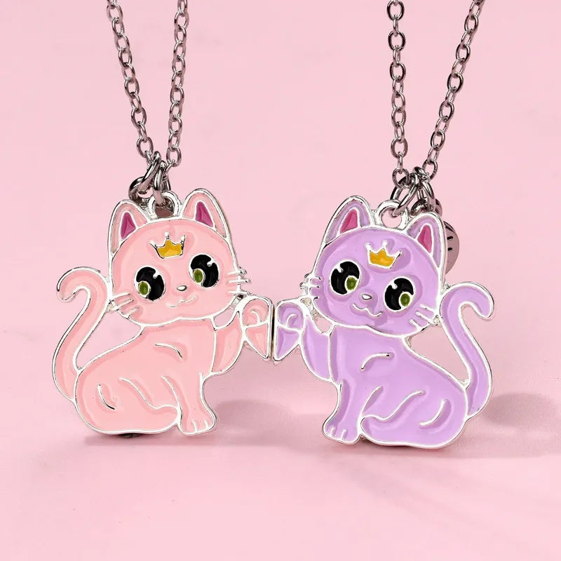 Cartoon Animal Cat Best Friend Necklace Set - BFF Friendship Jewelry for Kids - ZOOMNSTORE