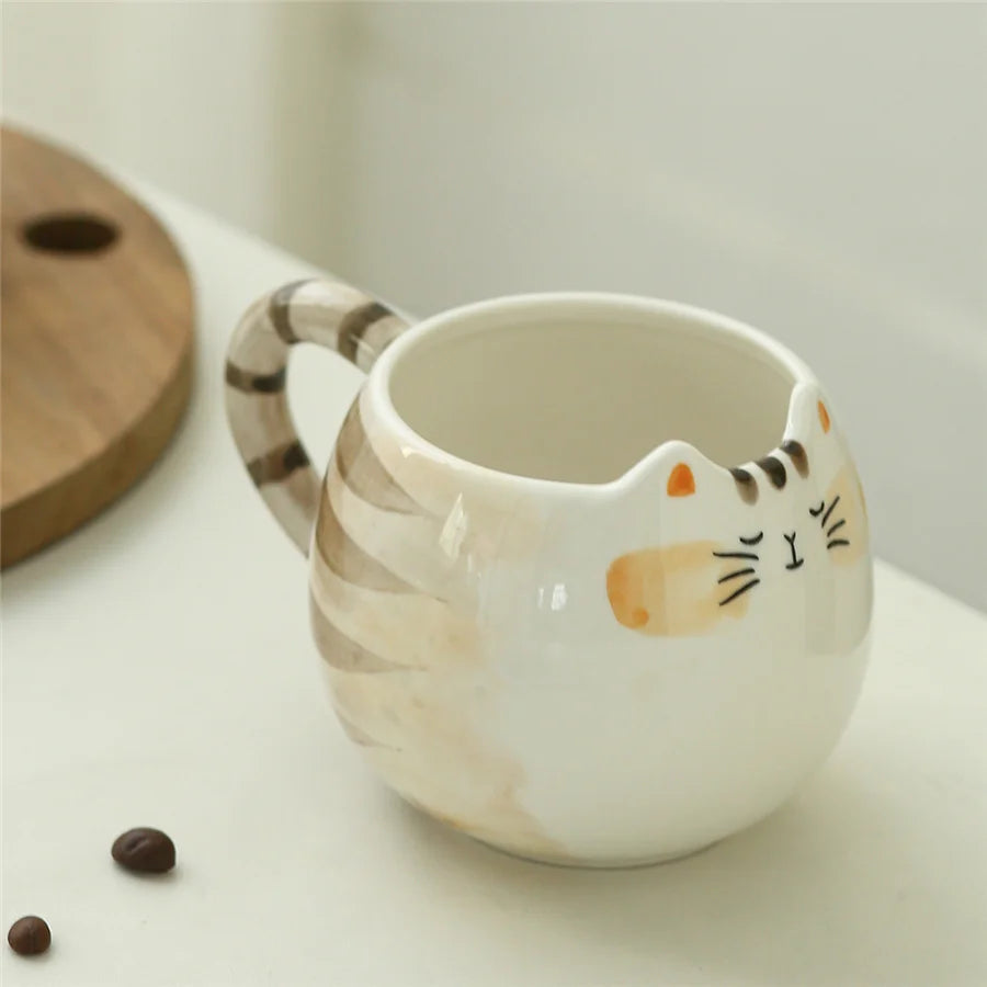 Cat Shaped Mug – Cute Ceramic Coffee Cup 380ml | Eco-Friendly Porcelain Drinkware - ZOOMNSTORE
