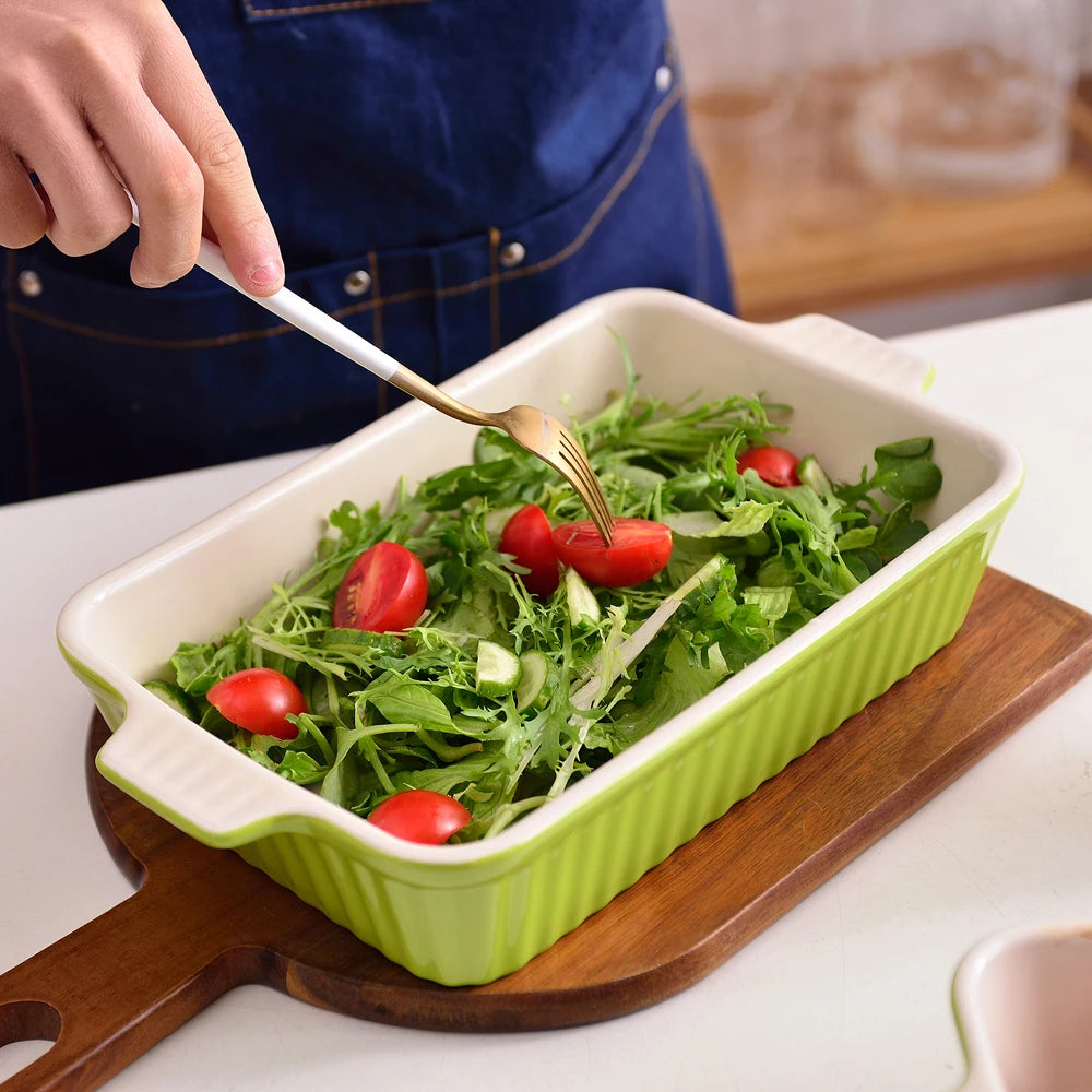 Ceramic Baking Dish Set - 4-Piece Oven Safe Plates for Lasagne Casserole and More 91112133 - ZOOMNSTORE
