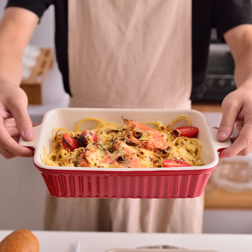 Ceramic Baking Dish Set - 4-Piece Oven Safe Plates for Lasagne Casserole and More 91112133 - ZOOMNSTORE