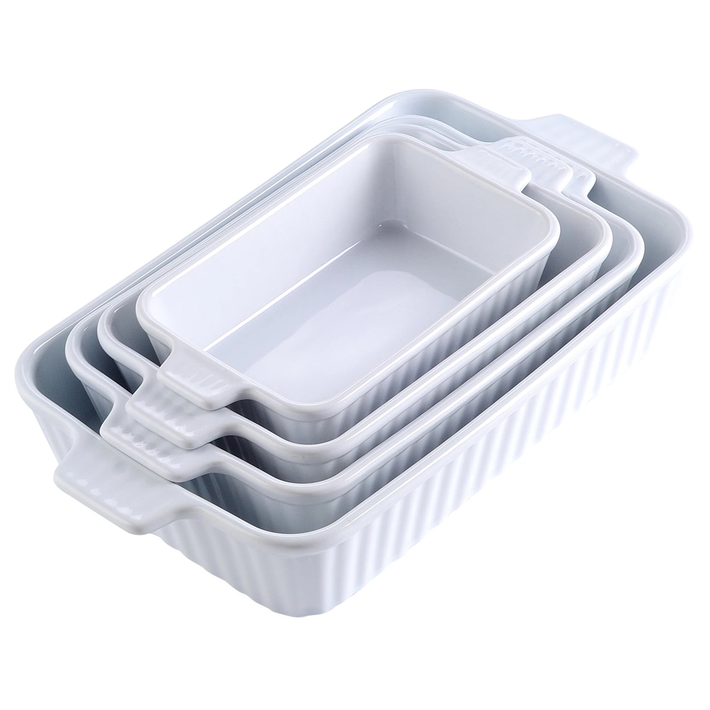 Ceramic Baking Dish Set - 4-Piece Oven Safe Plates for Lasagne Casserole and More 91112133 - ZOOMNSTORE