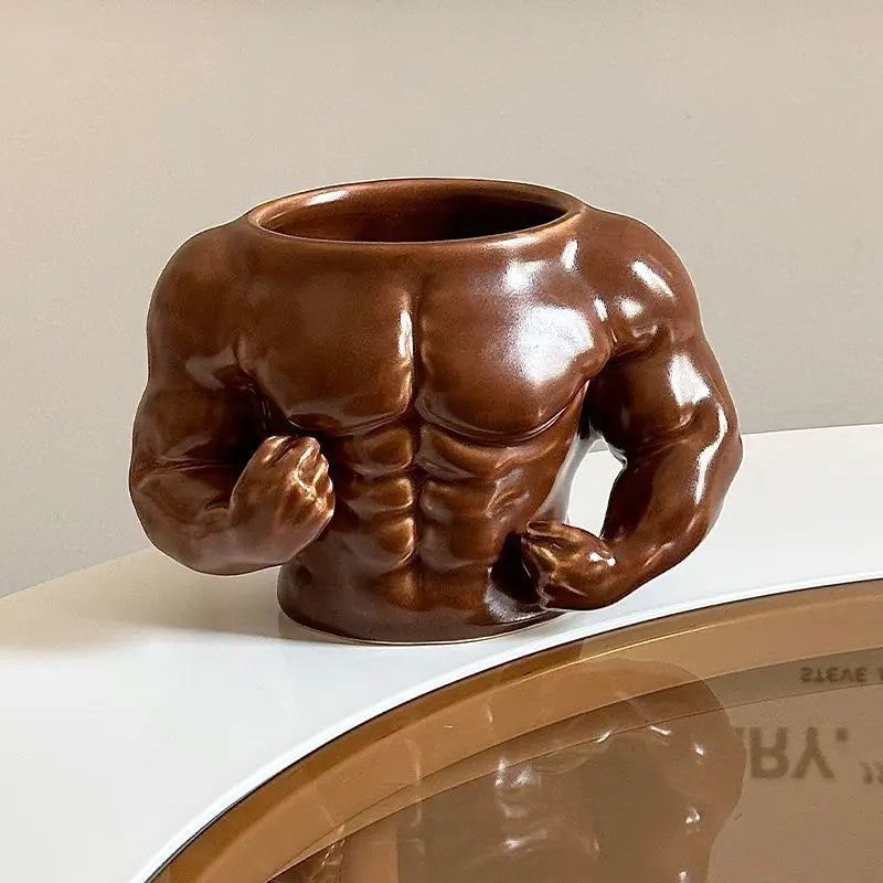Ceramic Coffee Mug - Funny Muscle Design Cup | Eco Friendly Handgrip Cup - ZOOMNSTORE