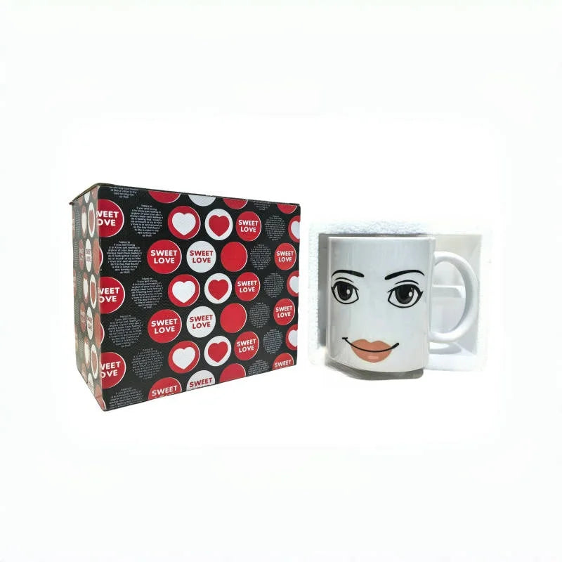 Ceramic Coffee Mug - Minimalist Porcelain Cup with Cute Woman Face Design - ZOOMNSTORE