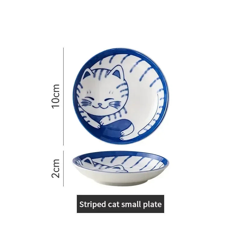 Ceramic Dessert Sauce Dish - Cute Cartoon Lucky Cat Pattern Plates - ZOOMNSTORE