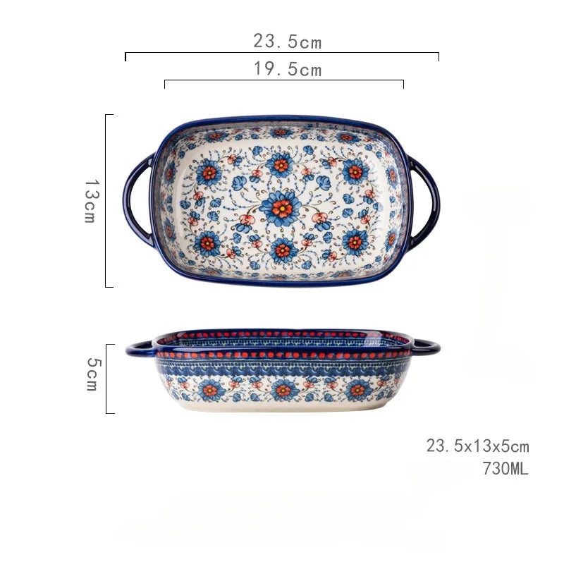 Ceramic Noodle Bowl and Bread Pan - Cooking Accessories and Bakeware Tray - ZOOMNSTORE