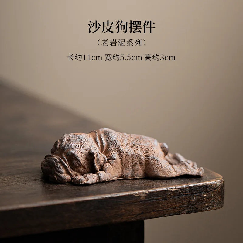 Ceramic Tea Pet Crocodile Dog Ornament - Coarse Pottery Desktop Decoration - ZOOMNSTORE