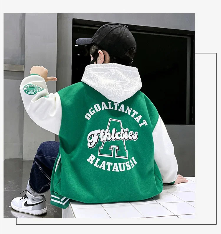 Children's Autumn Jacket - Quilted Cotton Baseball Suit with Zipper Closure for Kids - ZOOMNSTORE