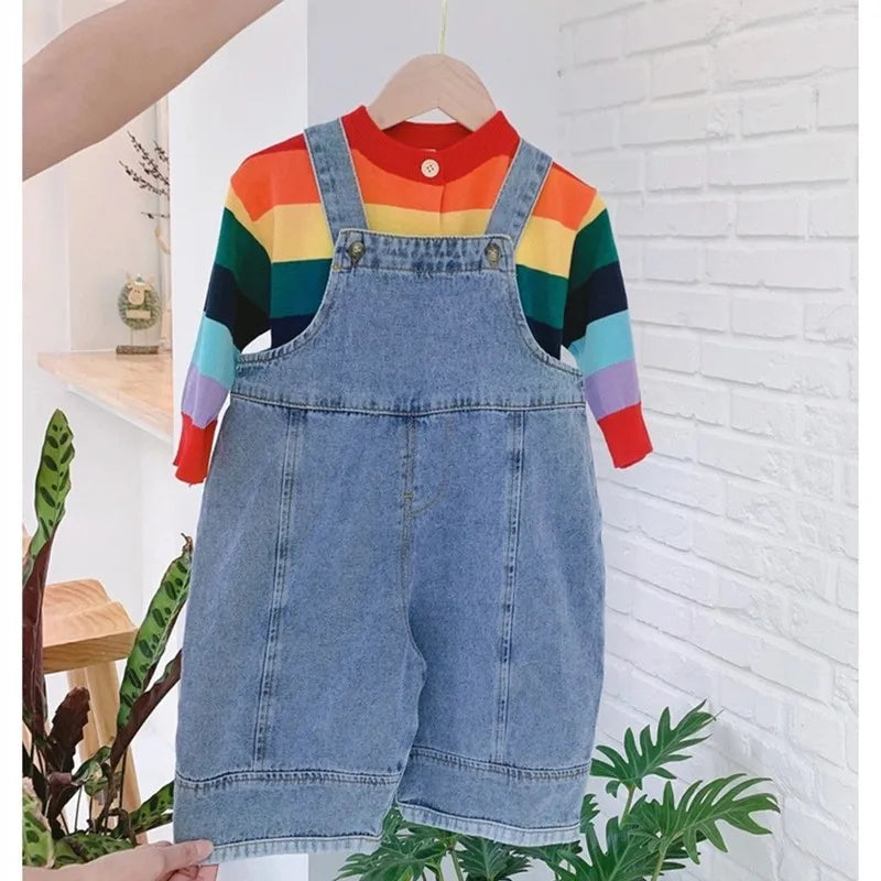Childrens Casual Jean Jumpsuit - Loose Overalls for Boys Girls 1-7Y - ZOOMNSTORE