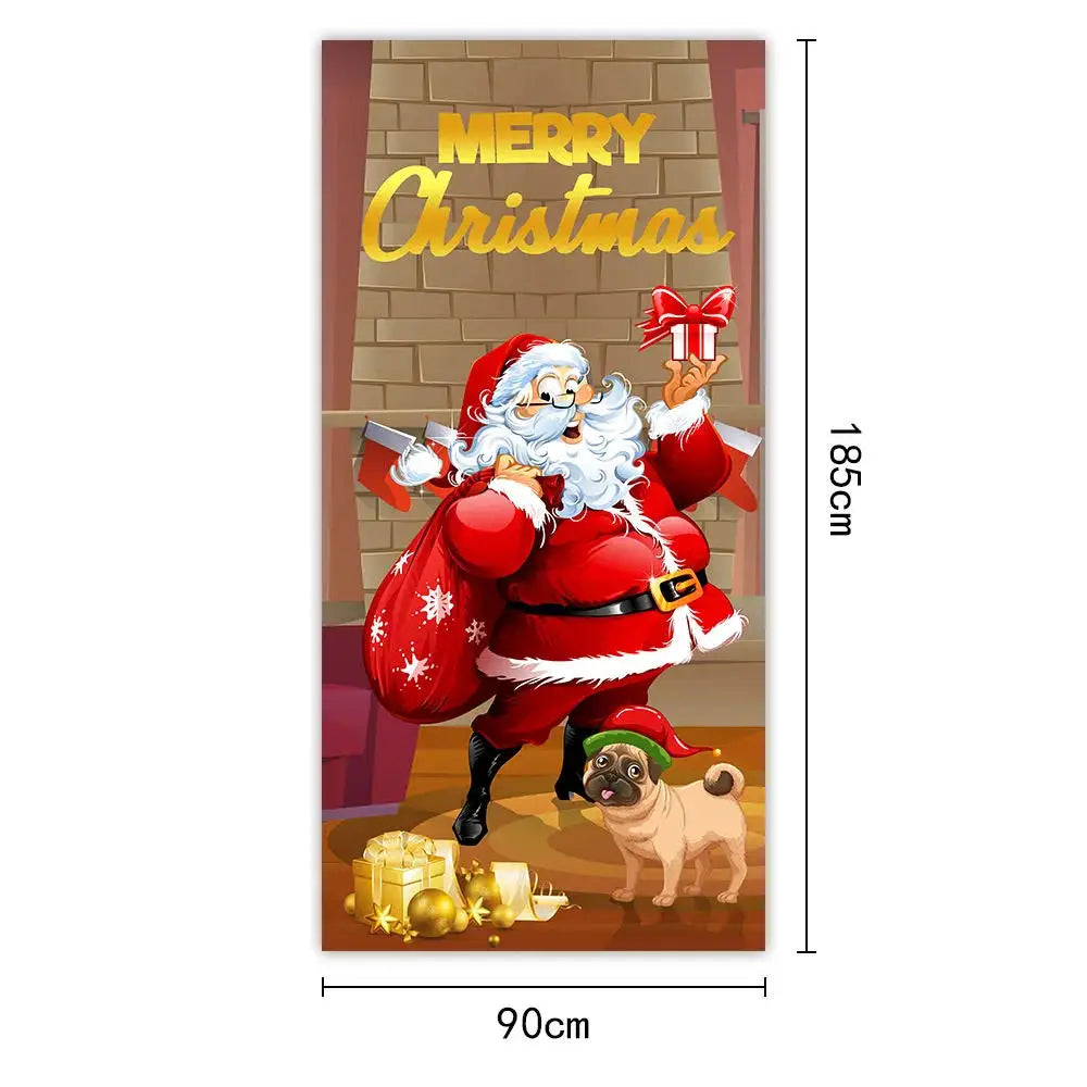Christmas Door Cover - Santa Claus Curtain 185x90cm | Festive Holiday Decor - ZOOMNSTORE