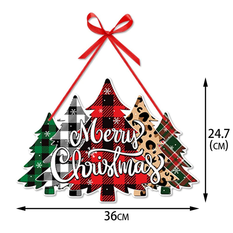 Christmas Door Hanger - Santa Claus Snowman Holiday Ornament for Home Decor - ZOOMNSTORE