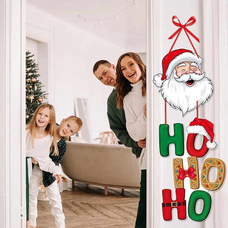 Christmas Door Hanger - Santa Claus Snowman Holiday Ornament for Home Decor - ZOOMNSTORE