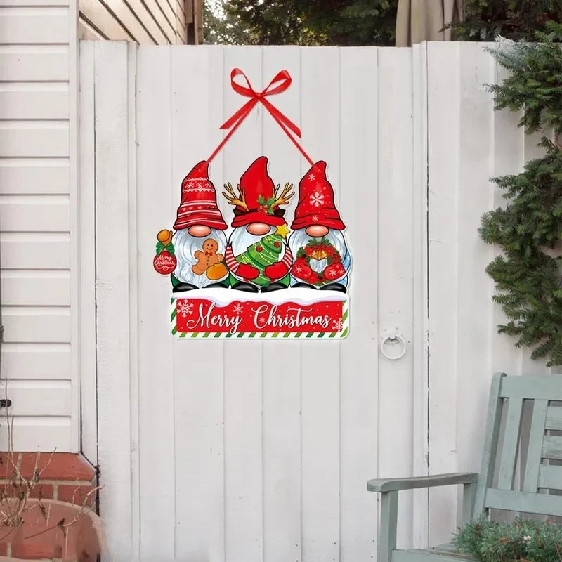 Christmas Door Hanger - Santa Claus Snowman Holiday Ornament for Home Decor - ZOOMNSTORE