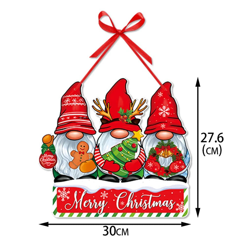 Christmas Door Hanger - Santa Claus Snowman Holiday Ornament for Home Decor - ZOOMNSTORE