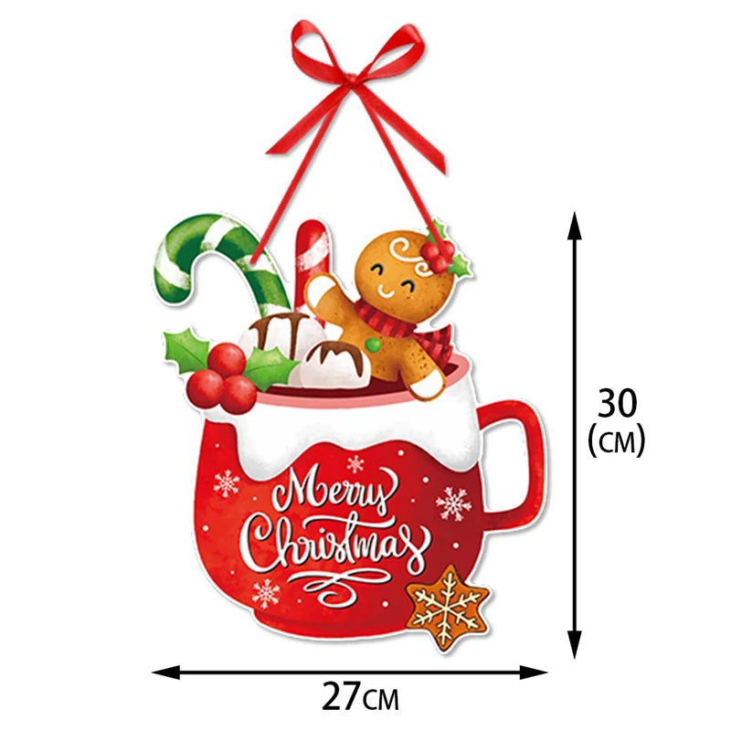 Christmas Door Hanger - Santa Claus Snowman Holiday Ornament for Home Decor - ZOOMNSTORE