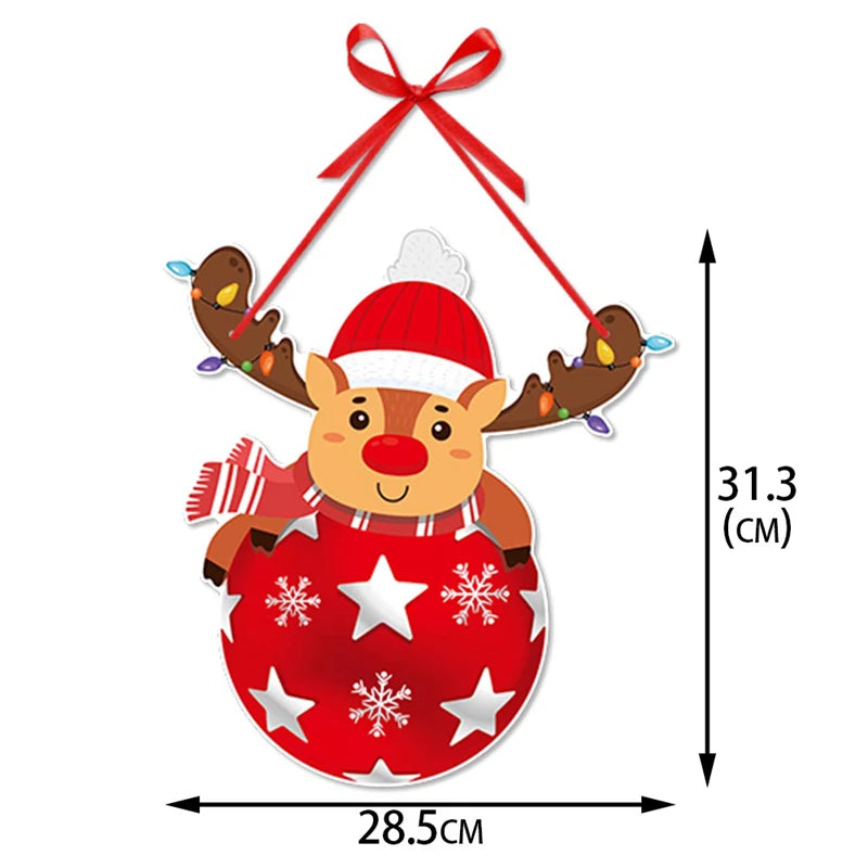 Christmas Door Hanger - Santa Claus Snowman Holiday Ornament for Home Decor - ZOOMNSTORE