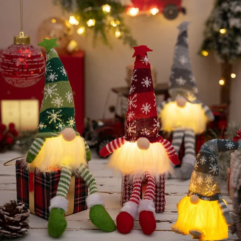 Christmas Gnome Doll Ornaments - LED Plush Tree Decorations for Kids and Home - ZOOMNSTORE