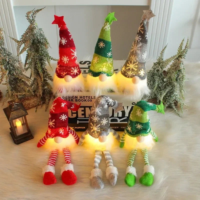 Christmas Gnome Doll Ornaments - LED Plush Tree Decorations for Kids and Home - ZOOMNSTORE