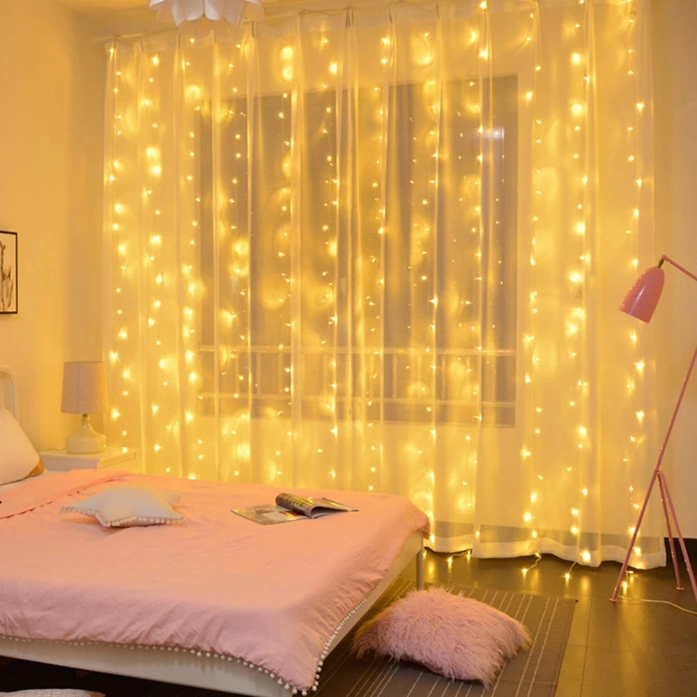 Christmas Lights Curtain Garland - Merry Xmas Home Decor Fairy Lights for New Year - ZOOMNSTORE