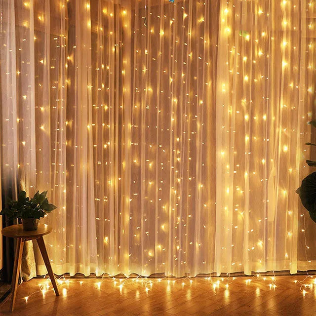 Christmas Lights Curtain Garland - Merry Xmas Home Decor Fairy Lights for New Year - ZOOMNSTORE