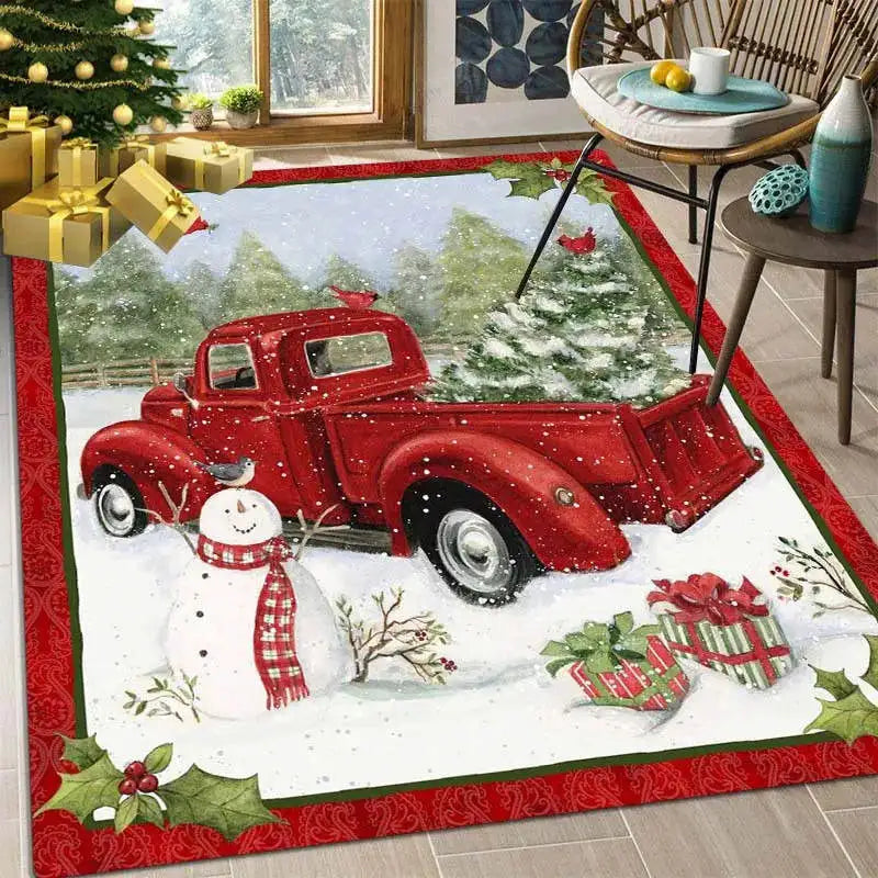 Christmas Snowman Rug - Red Kitchen Carpet Door Mat Home Decor - ZOOMNSTORE