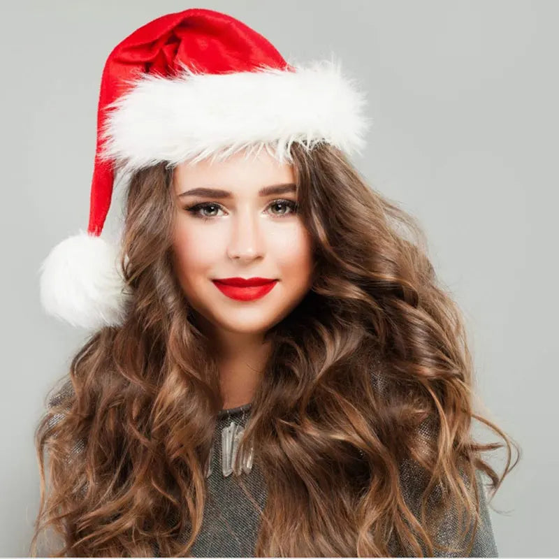 Christmas Santa Hat - Plush Holiday Hat for Adults Kids - ZOOMNSTORE