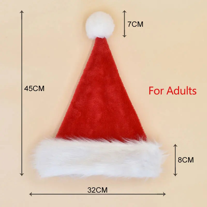 Christmas Santa Hat - Plush Holiday Hat for Adults Kids - ZOOMNSTORE
