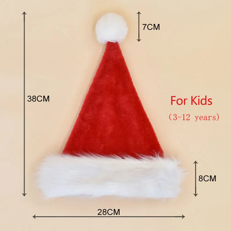 Christmas Santa Hat - Plush Holiday Hat for Adults Kids - ZOOMNSTORE