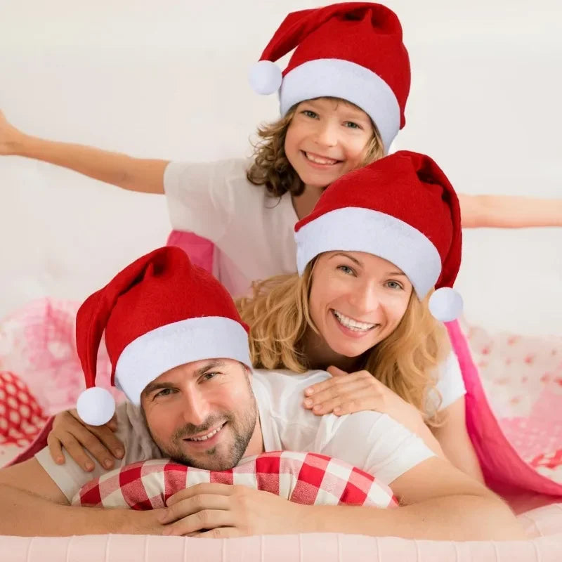 Christmas Santa Hats - Non-woven Fabric Holiday Party Decor for Adults Kids - ZOOMNSTORE
