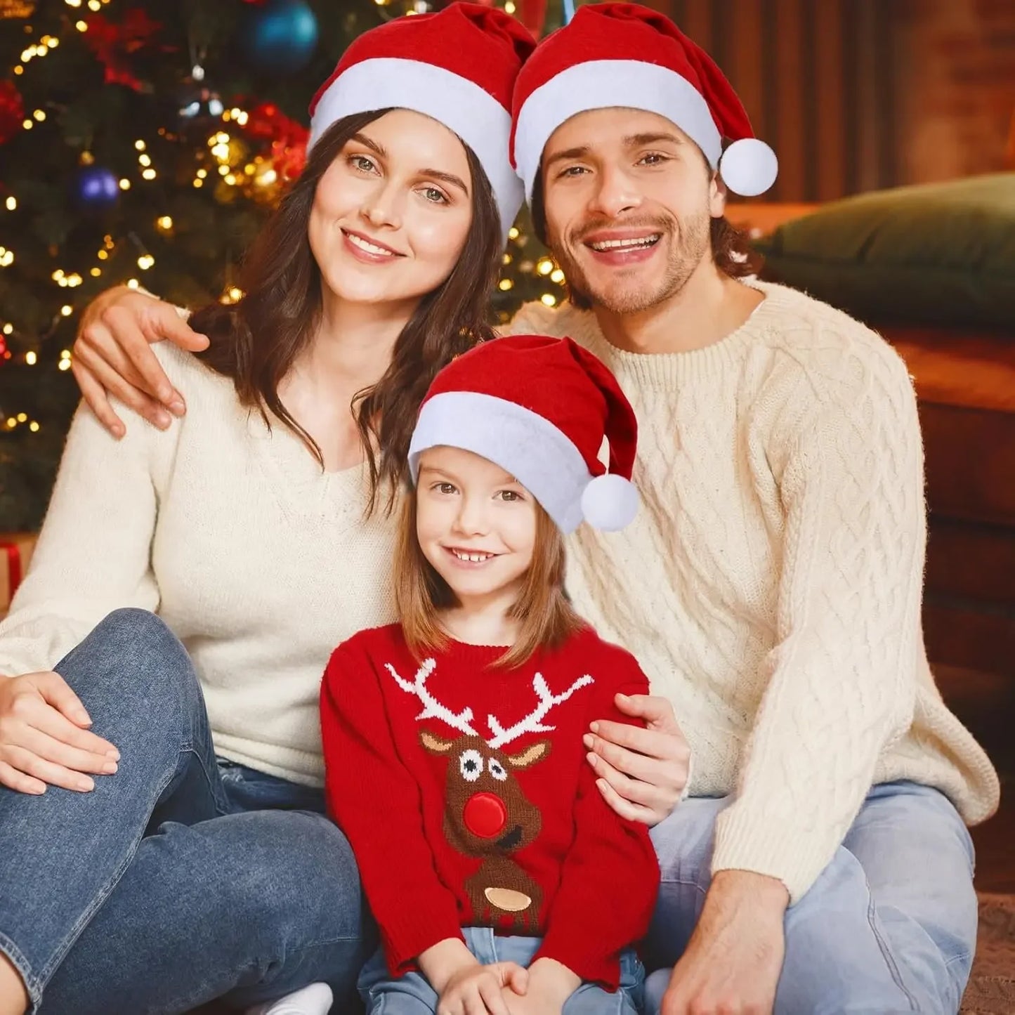 Christmas Santa Hats - Non-woven Fabric Holiday Party Decor for Adults Kids - ZOOMNSTORE