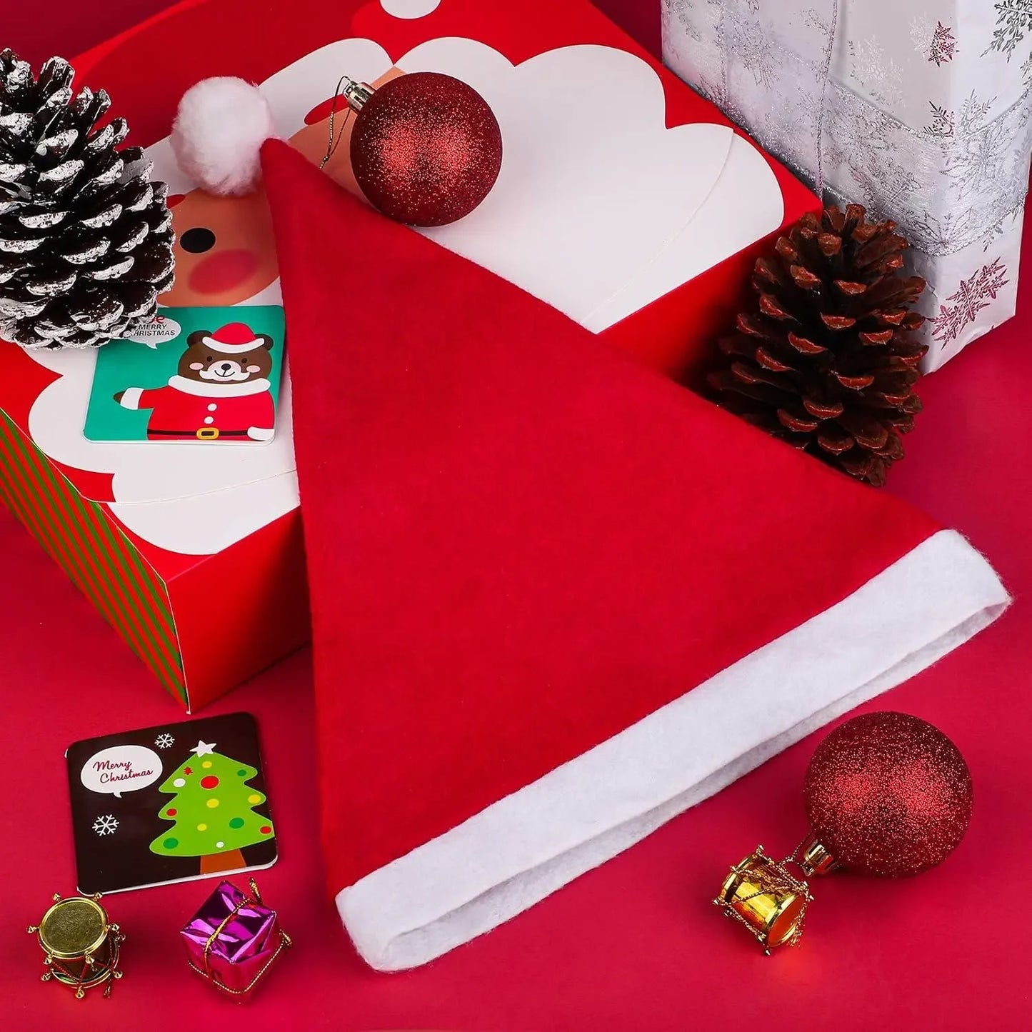 Christmas Santa Hats - Non-woven Fabric Holiday Party Decor for Adults Kids - ZOOMNSTORE