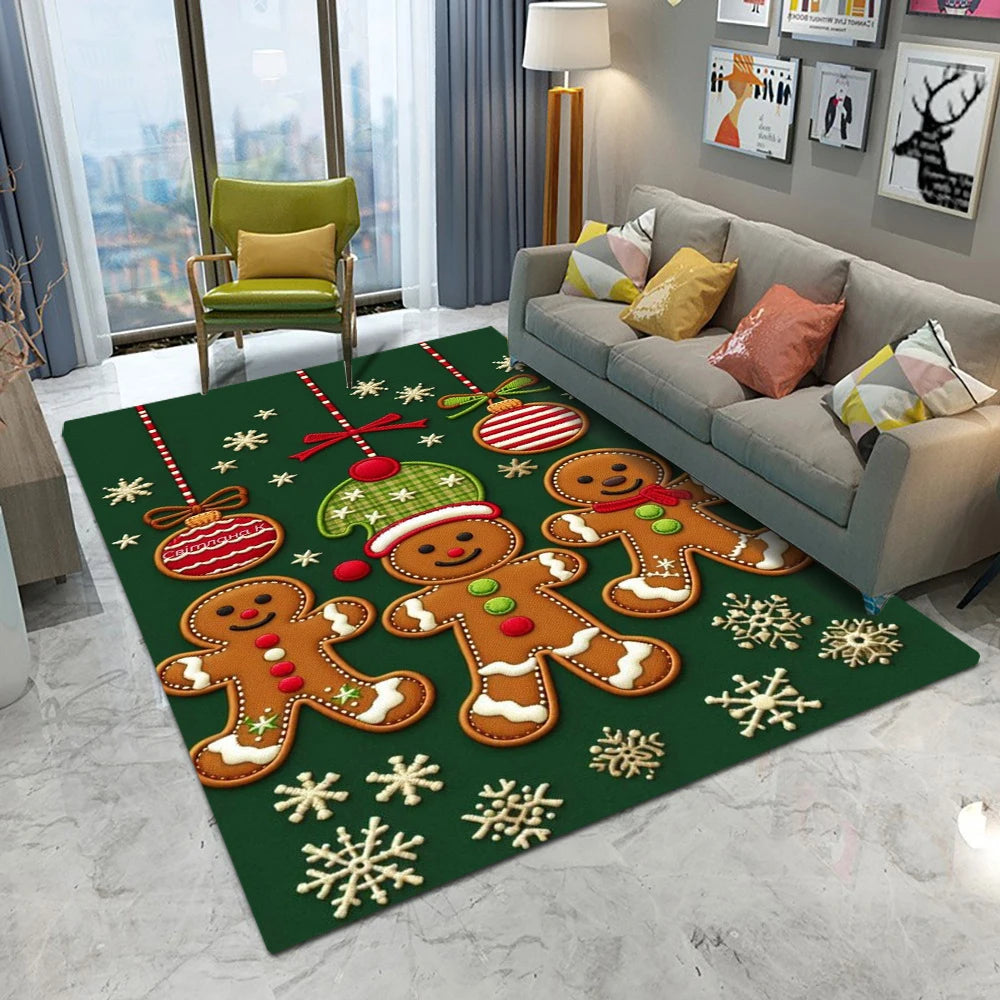 Christmas Tree Santa Claus Non-slip Door Mat - Cute Cartoon Home Decor Rug for Living Room Bedroom Kitchen - ZOOMNSTORE
