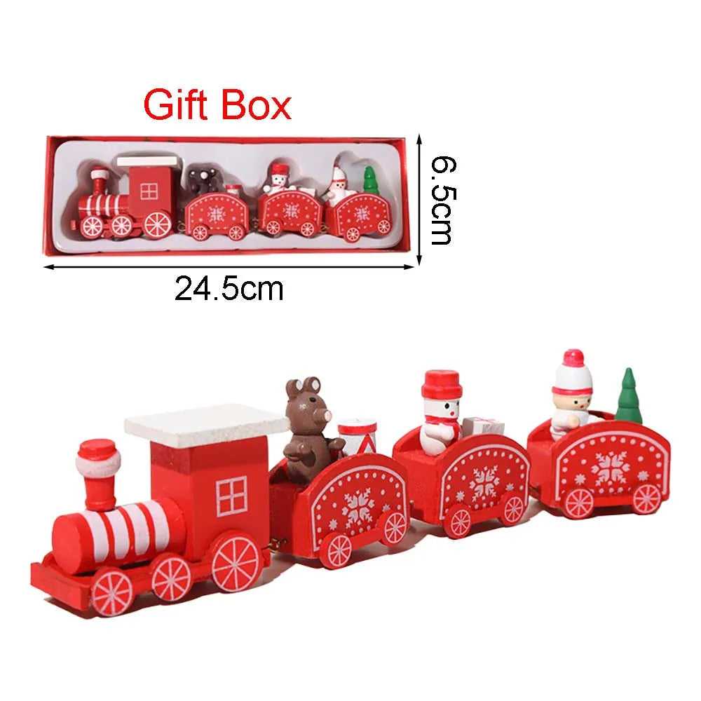 Christmas Wood Train Ornament - Moving Train Decoration for Home Holiday Gifts - ZOOMNSTORE