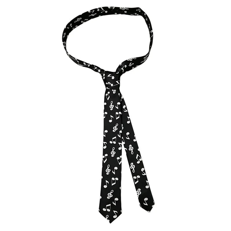 Classic Musical Notes Tie - Silky Narrow Necktie for Piano Guitar Lovers - ZOOMNSTORE
