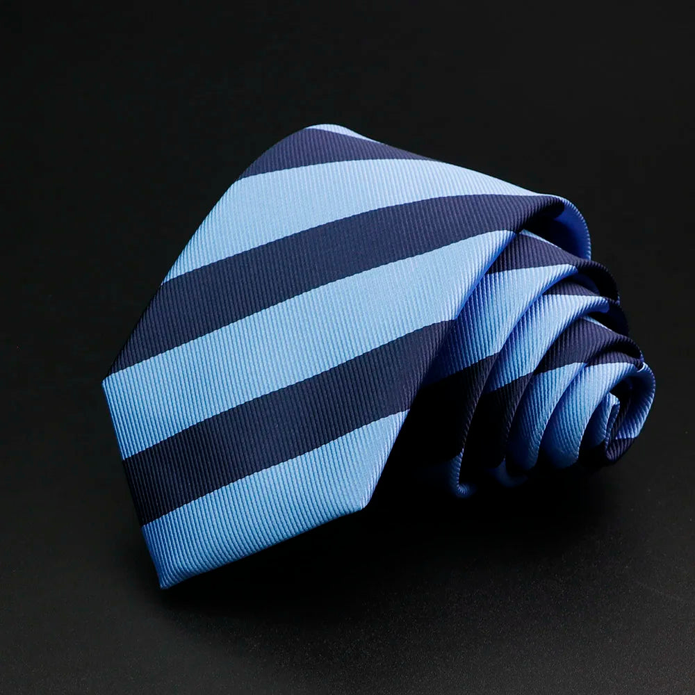 Classic Stripe Mens Tie - Jacquard Necktie in Red Blue Green for Daily Wear and Weddings - ZOOMNSTORE