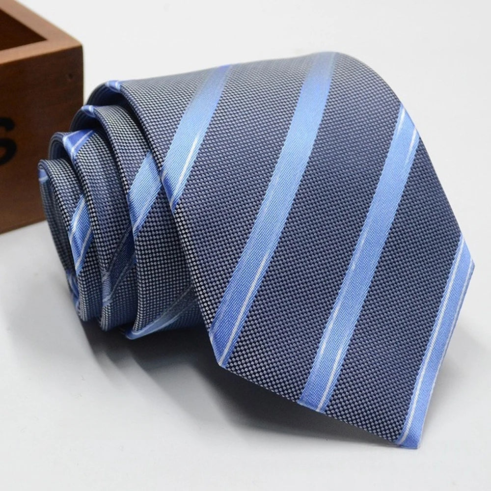 Classic Stripe Necktie - Business Formal Tie for Men 8cm Blue Black Pink Red - ZOOMNSTORE