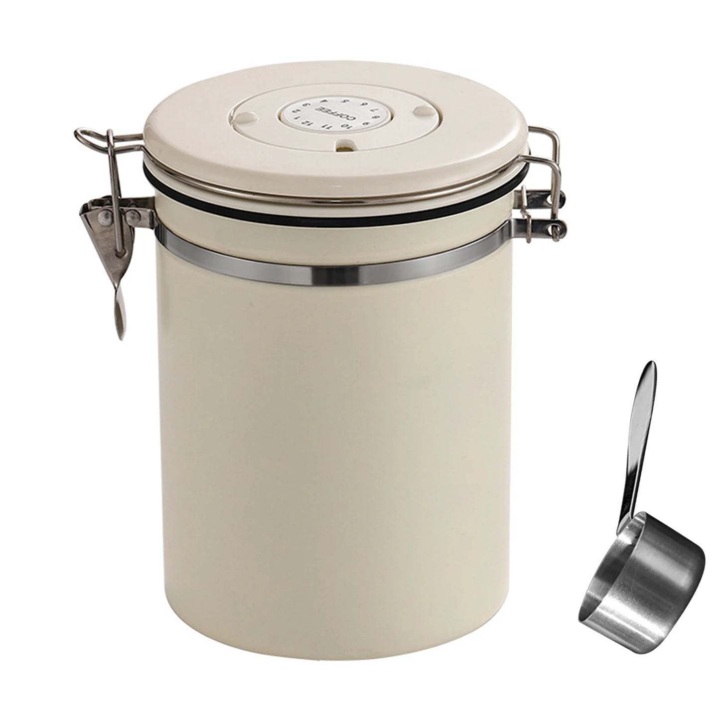 Airtight Stainless Steel Coffee Bean Container - Vacuum Sealed Kitchen Storage Jar - ZOOMNSTORE