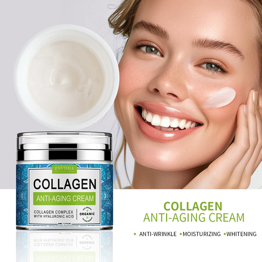 Collagen Face Cream - Hyaluronic Acid Anti-Aging Moisturizer with Pore Shrinking Whitening Effects - ZOOMNSTORE