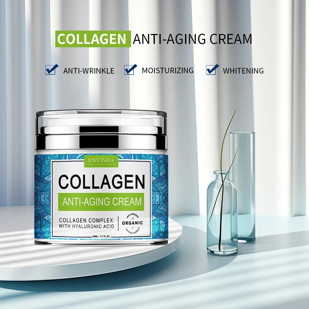 Collagen Face Cream - Hyaluronic Acid Anti-Aging Moisturizer with Pore Shrinking Whitening Effects - ZOOMNSTORE