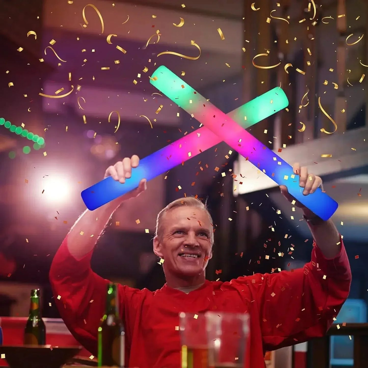 Colorful LED Glow Sticks - RGB Foam Cheer Tubes for Parties Events - ZOOMNSTORE